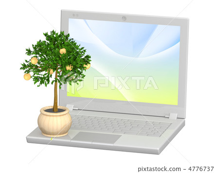 Monetary tree and laptop 4776737