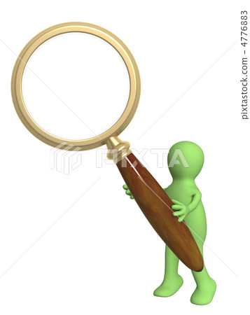 3d puppet, holding magnifier 4776883