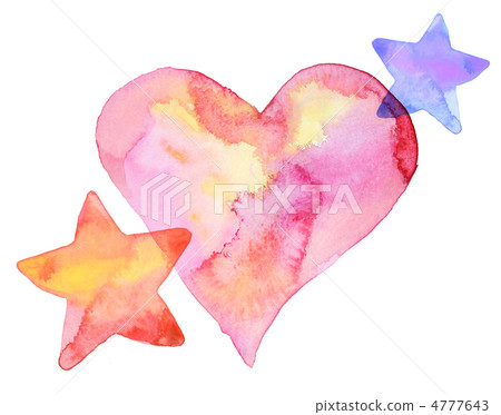 Watercolor hearts and stars 4777643