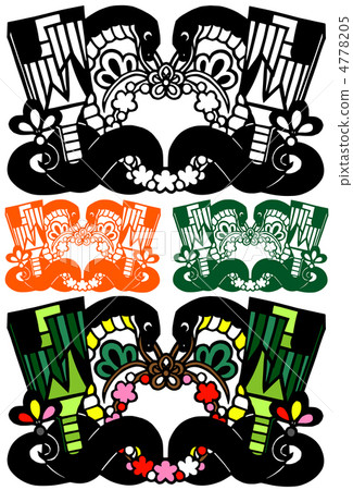 Illustration material for New Year's cards 2013 years old (Cutting picture feather stubborn snake black) 4778205