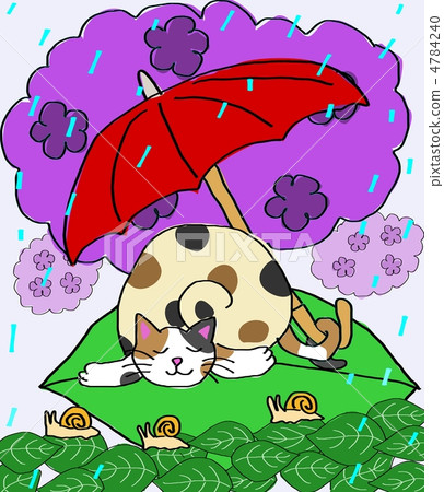 在繡球花的蝸牛傳染性的雨避難所 4784240