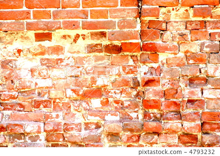 weathered stained old  red brick wall background 4793232