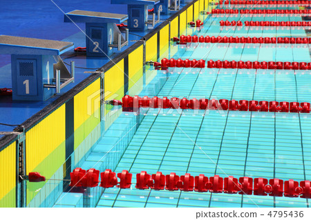 Four platforms for  start in swimming pool 4795436