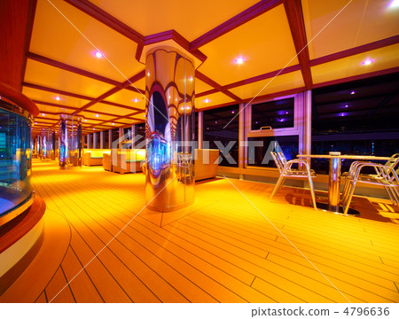 Interior of illuminated restaurant on the cruise ship deck at ni Interior of illuminated restaurant on the cruise ship deck at ni 4796636