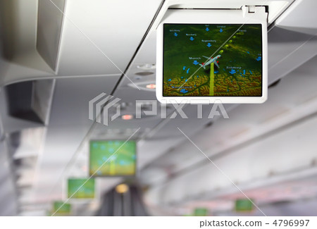 Lcd monitor showing aircraft traffic diagram of Europe inside sa Lcd monitor showing aircraft traffic diagram of Europe inside sa 4796997