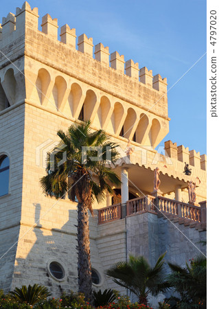 Tower of palace is from one side with parade entrance and stair Tower of palace is from one side with parade entrance and stair 4797020