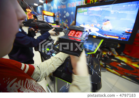 Hands of boys playing video games, they hold joystick in front o Hands of boys playing video games, they hold joystick in front o 4797183