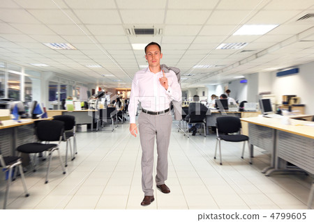 businessman walks in office with white floor and celling, people businessman walks in office with white floor and celling, people 4799605