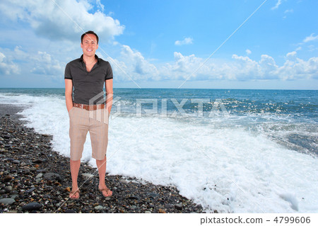 smile man on pebble coast collage smile man on pebble coast collage 4799606