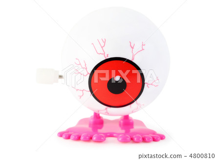 bright toy clockwork white eye with pink legs on white backgroun 4800810