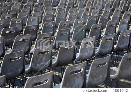 Many rows of gray, plastic chairs on Piazza San Pietro in Rome, Many rows of gray, plastic chairs on Piazza San Pietro in Rome, 4801042