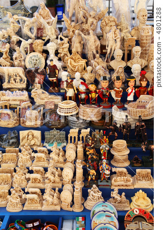 ROME - AUGUST 3: Souvenirs and gifts kiosk in Rome, Italy on Aug 4801288