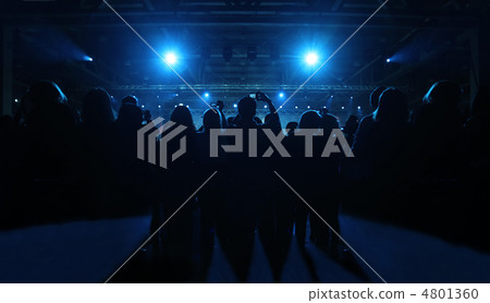 Crowd of spectators with cameras having fun at party; backs and 4801360
