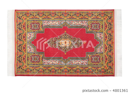 Rectangular red carpet horizontally lies on white background 4801361