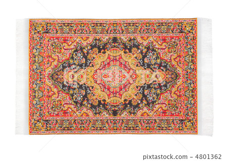 Rectangular orange carpet horizontally lies on white background 4801362