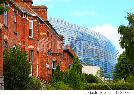 Stadium Aviva and red brick building at day in Dublin, Ireland 4801784