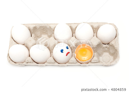 Egg looks at broken person Egg looks at broken person 4804859