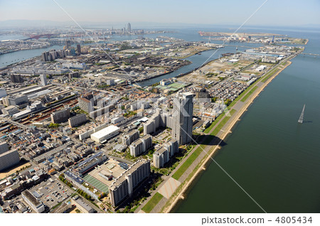 Aerial view of Osaka City Konohana District Aerial view of Osaka City Konohana District 4805434
