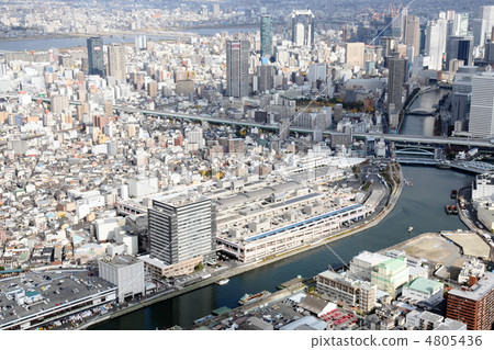 Aerial photograph of the Osaka central wholesale market 4805436