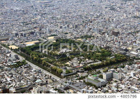 Aerial view of Kyoto Nijo castle from above 4805796