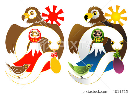 Illustration material for New Year's card for 2013 (1 Fuji Mitaka three eggplant without background 2 set) 4811715