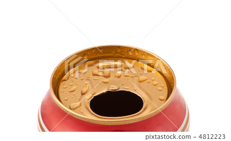 Red aluminum can closeup with water drops Red aluminum can closeup with water drops 4812223
