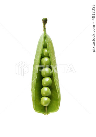 ripe green peas in the shell on a white background ripe green peas in the shell on a white background 4812355