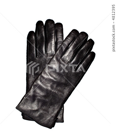 Black leather gloves isolated on the white 4812395