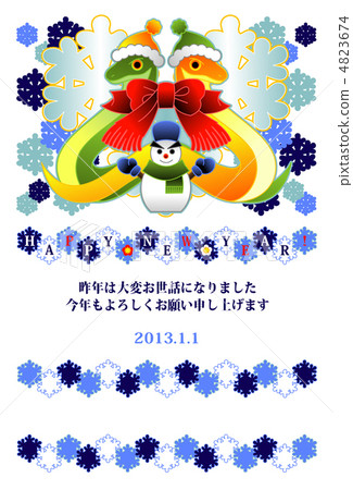 New Year's card template completed in 2013 (Snowya and Ribbon muffler colorful) New Year's card template completed in 2013 (Snowya and Ribbon muffler colorful) 4823674