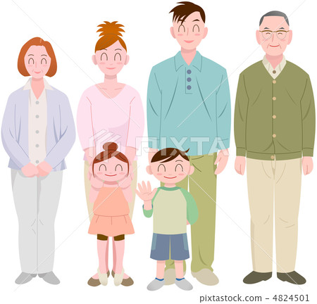 3 generations 6 family - Stock Illustration [4824501] - PIXTA