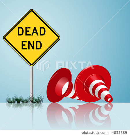 dead end sign with cones and grass dead end sign with cones and grass 4833889