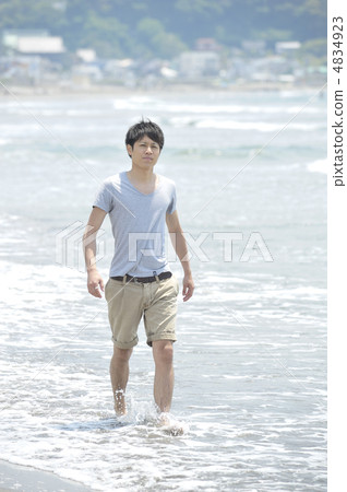 A man walking along the beach 4834923
