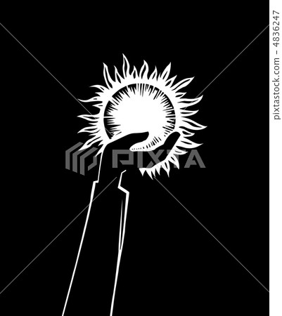 vector silhouette of the hand holding sun on black background vector silhouette of the hand holding sun on black background 4836247