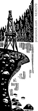 vector oil tower in siberia near river vector oil tower in siberia near river 4836370