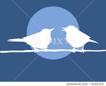 vector  silhouette two birds on background sun 4836724