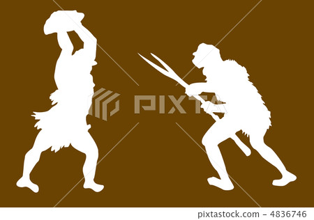 vector silhouette of the ancient person on brown background vector silhouette of the ancient person on brown background 4836746