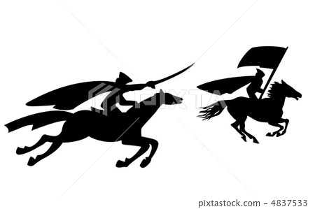 two riders silhouette on white background, vector illustration 4837533