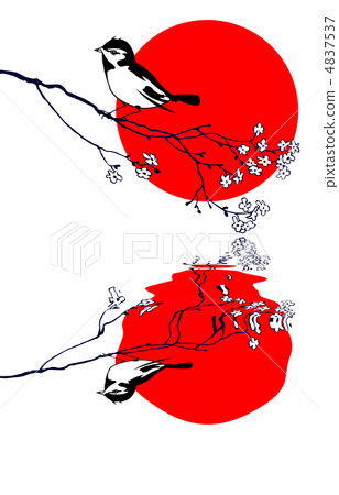 bird on branch silhouette on solar background, vector illustrati bird on branch silhouette on solar background, vector illustrati 4837537