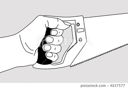 saw in hand on gray background, vector illustration 4837577