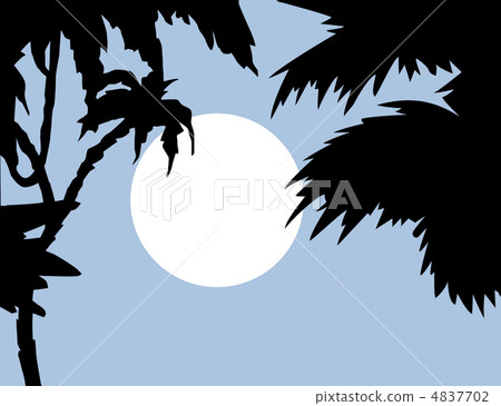 tropical landscape with palm on foregrounds, vector illustration tropical landscape with palm on foregrounds, vector illustration 4837702