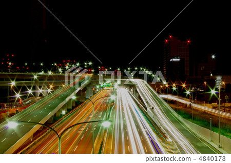 高速公路 夜景 光線 4840178