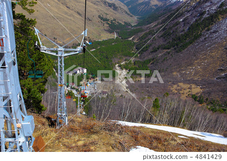 Wonderful view of the cableway in the mountains. Wonderful view of the cableway in the mountains. 4841429