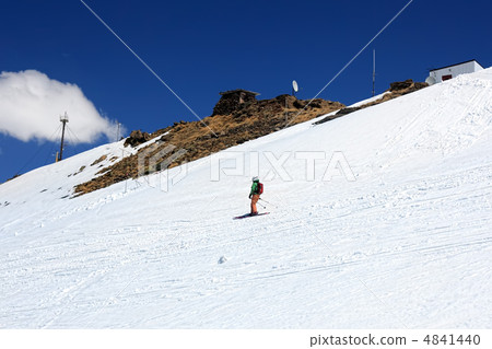 A skier descending Mount Elbrus - the highest peak in Europe. A skier descending Mount Elbrus - the highest peak in Europe. 4841440