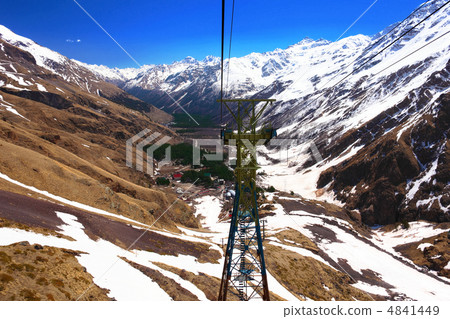 Wonderful view of the cableway in the mountains. Wonderful view of the cableway in the mountains. 4841449