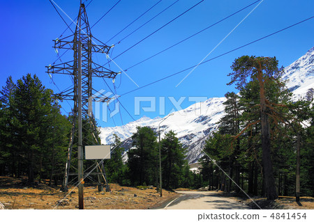 Power line high in the mountains. Power line high in the mountains. 4841454