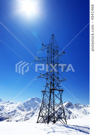 Power line high in the mountains. Power line high in the mountains. 4841466