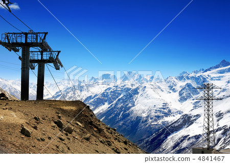Wonderful view of the cableway in the mountains. Wonderful view of the cableway in the mountains. 4841467
