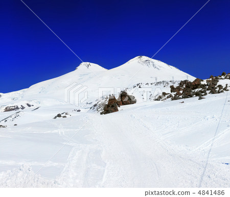 Beautiful view of mountaint Elbrus, - highest peak of Europe Beautiful view of mountaint Elbrus, - highest peak of Europe 4841486
