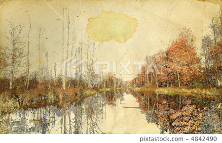 autumn landscape on grunge background autumn landscape on grunge background 4842490