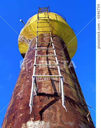 stairway in ice on water tower 4846734